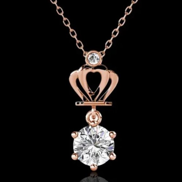 Certified 1ct. t.w. Moissanite Diamond Crown Necklace NEW - Picture 1 of 7